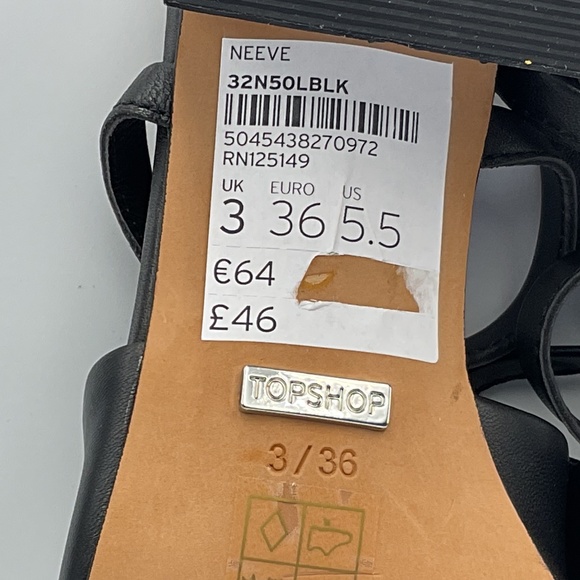 NWT Topshop Women’s Black Sandals/Long, Tie Up/Lace Up Strap/Animal Print - Picture 7 of 13